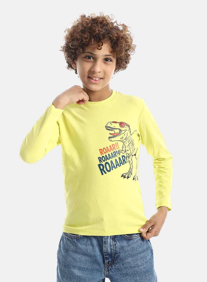 Andora Boys Printed Long-Sleeve Shirt_Yellow - Image 1